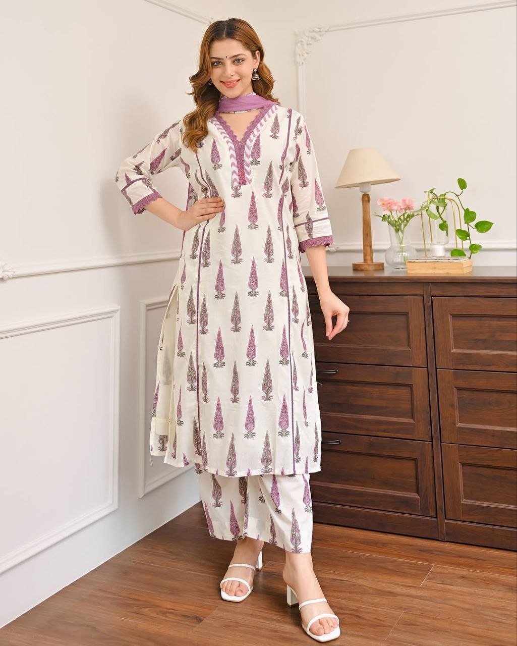 Noor Blossom Printed Kurta Set with Dupatta - Image 6