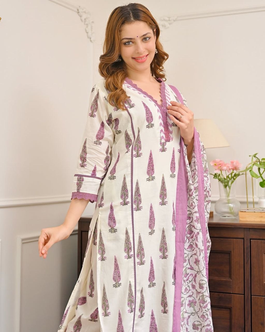 Noor Blossom Printed Kurta Set with Dupatta - Image 8