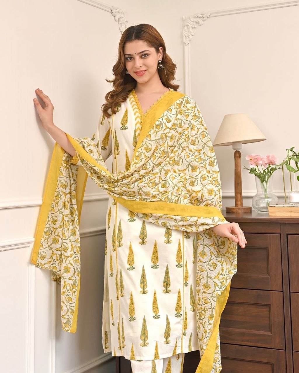 Noor Blossom Printed Kurta Set with Dupatta - Image 2
