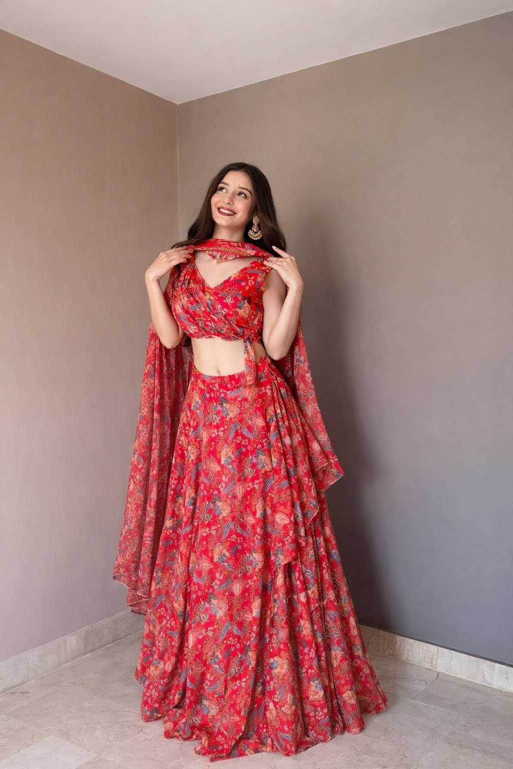 Crimson Raga Printed Lehenga Set - Image 2