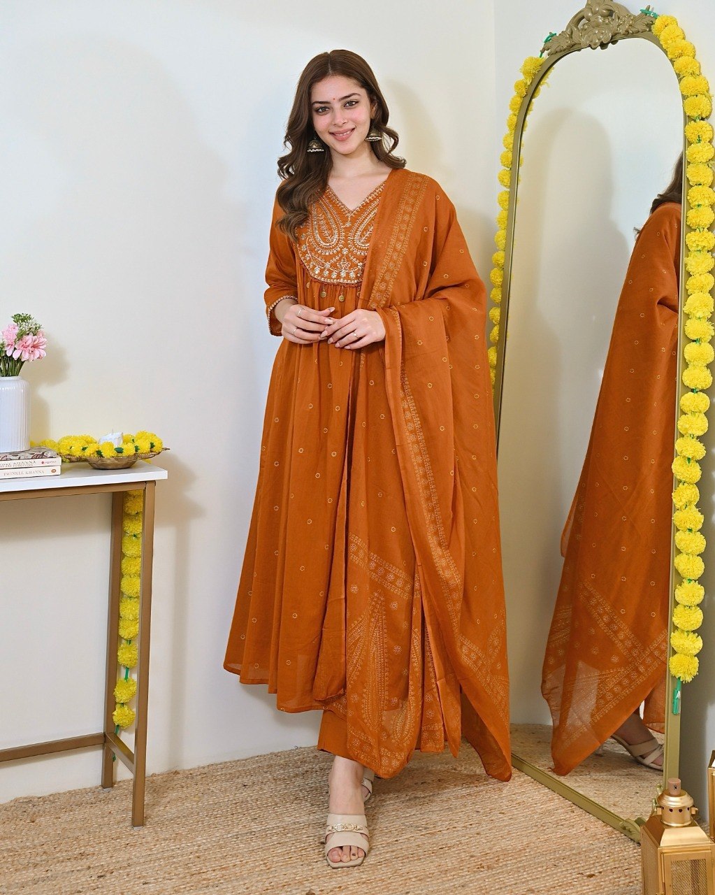 Terracotta Royale Embroidered Kurta - Image 4
