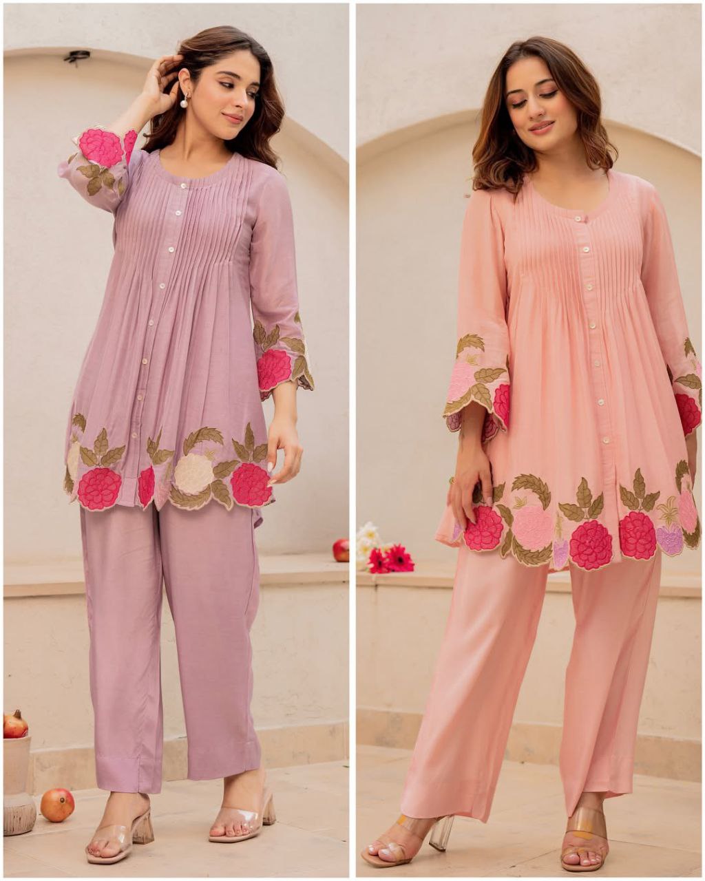 Lavender Grace Pintuck Embroidered Kurta - Image 4