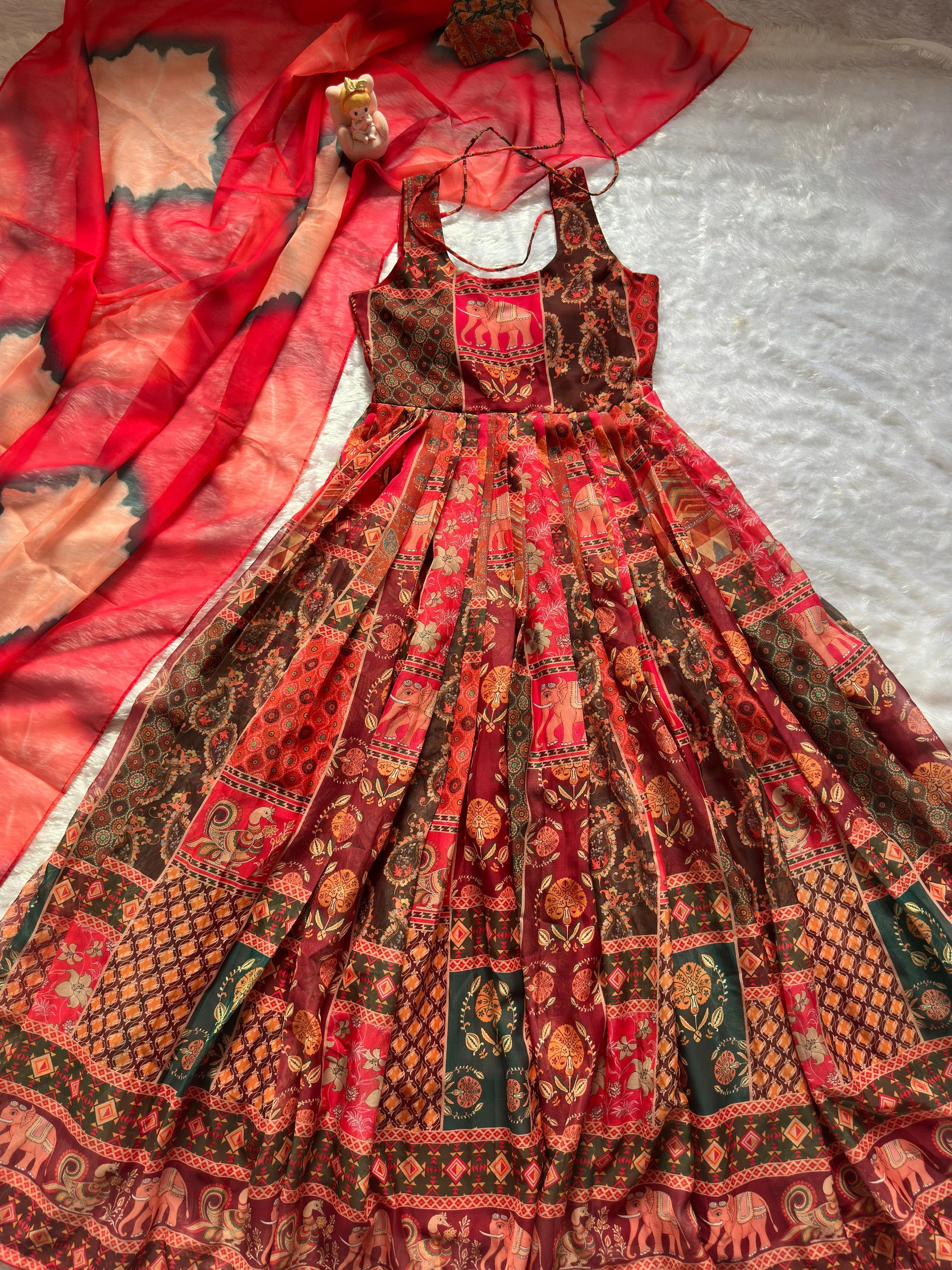 Royal Heritage Patchwork Printed Flared Dress - Image 4