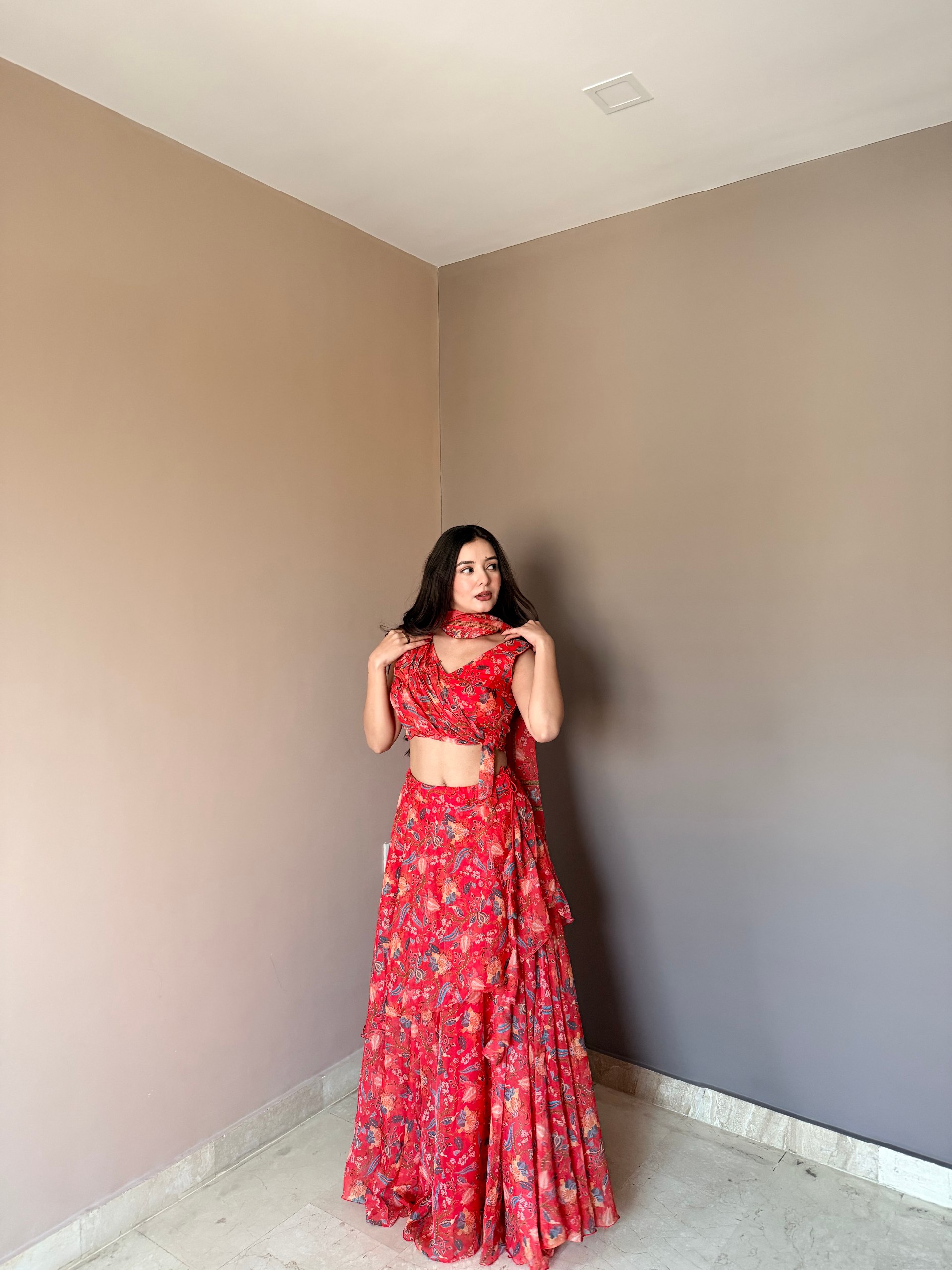 Crimson Raga Printed Lehenga Set - Image 7