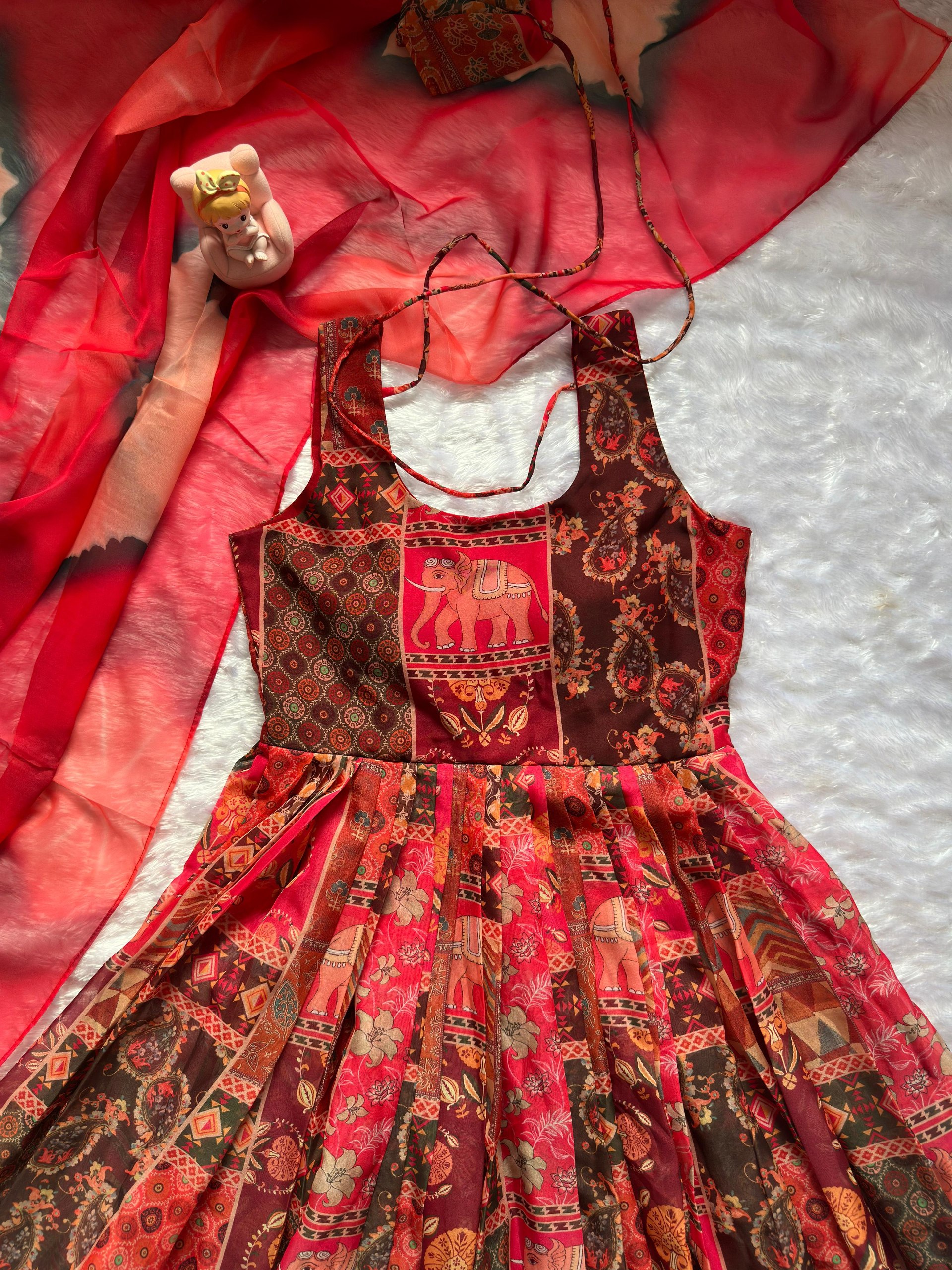Royal Heritage Patchwork Printed Flared Dress - Image 6