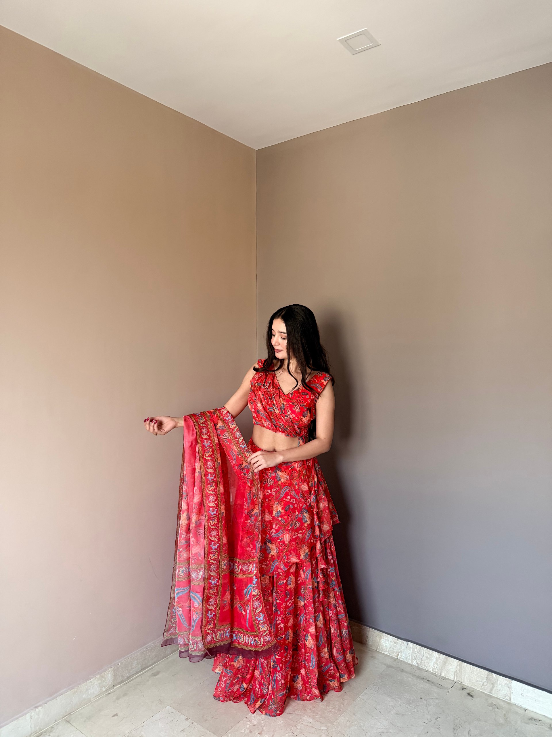 Crimson Raga Printed Lehenga Set - Image 9