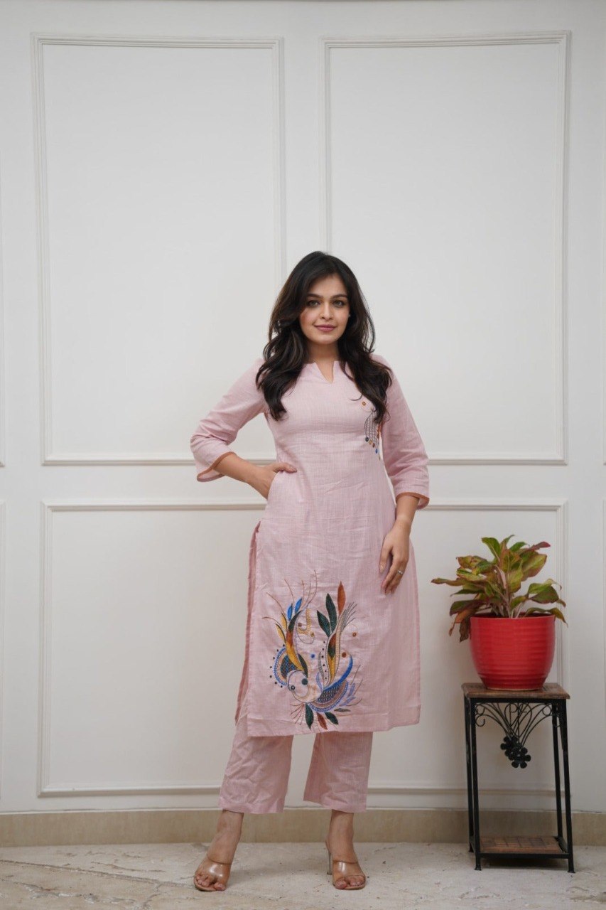 Blush Petal Embroidered Kurta Set - Image 2