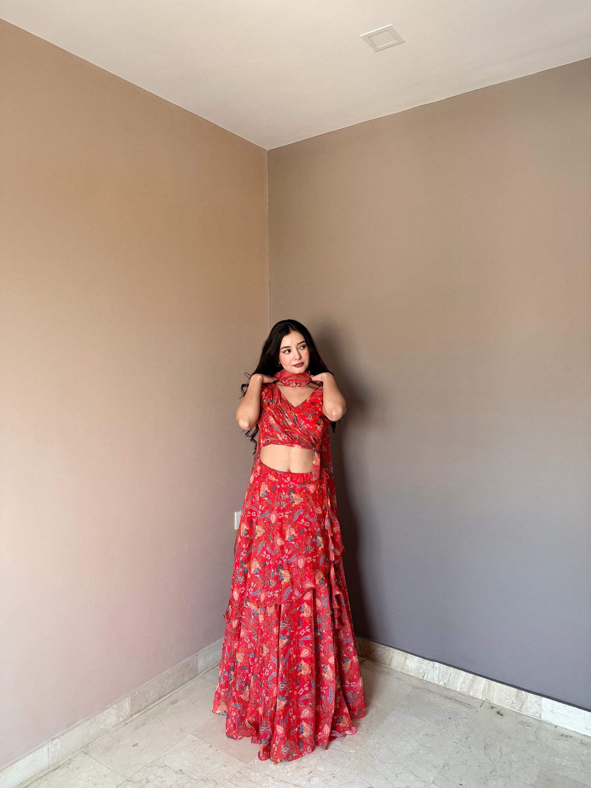 Crimson Raga Printed Lehenga Set - Image 10