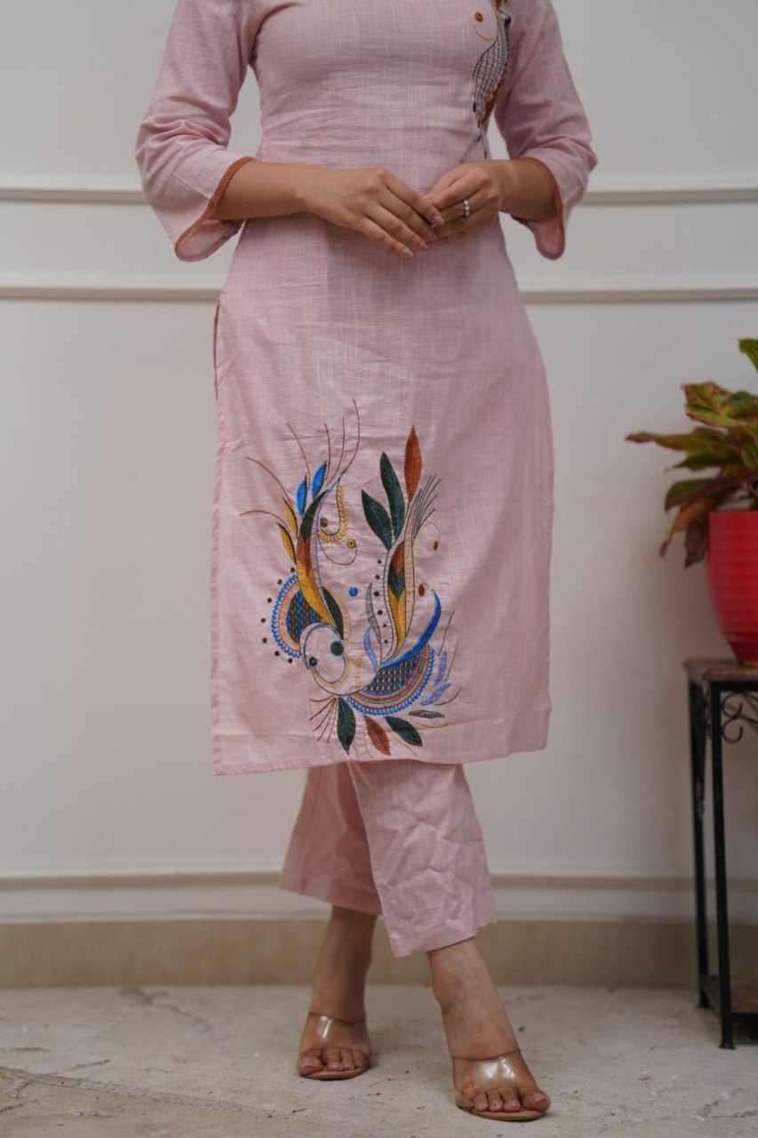 Blush Petal Embroidered Kurta Set - Image 3