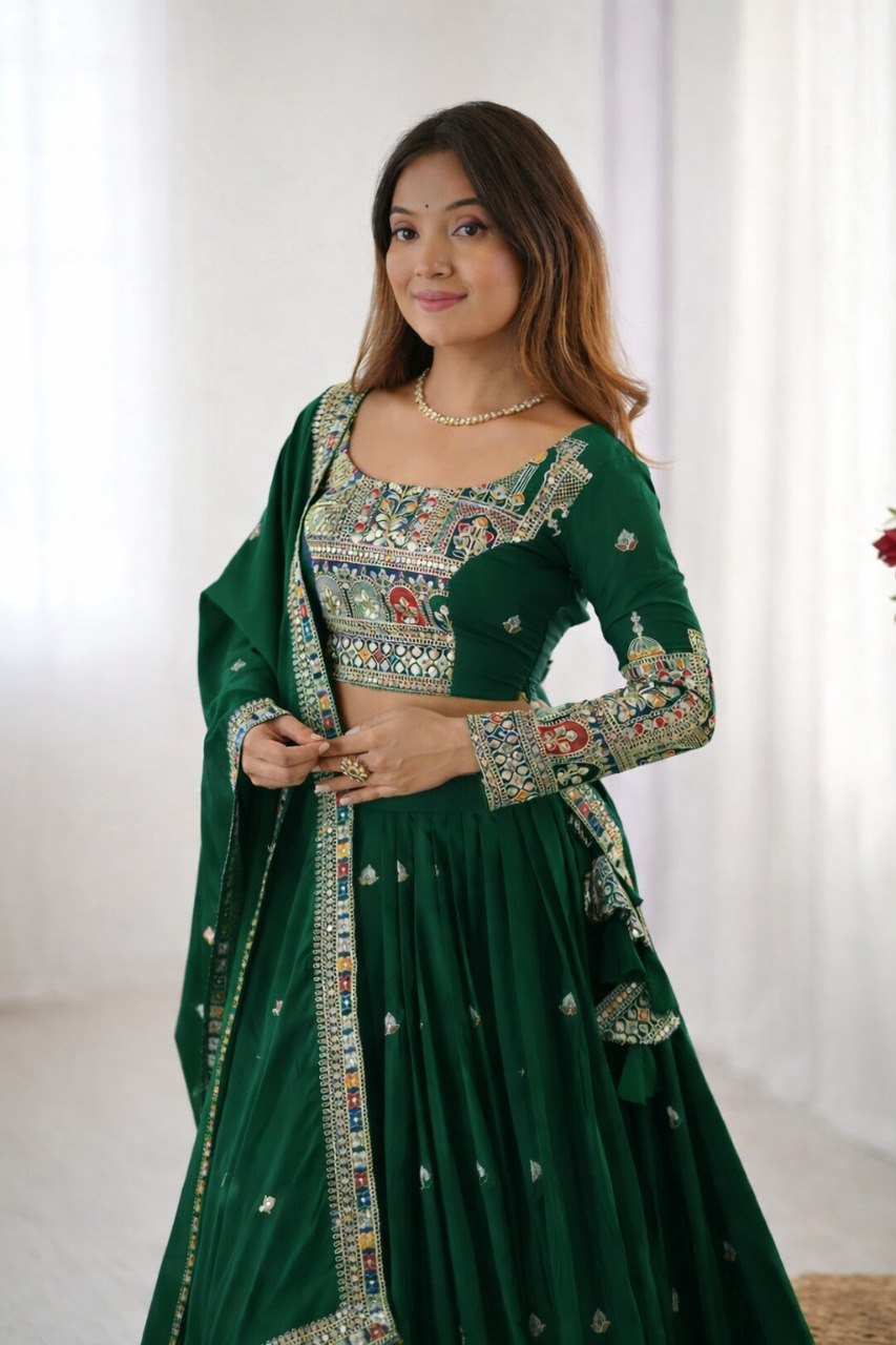 Rust Regal Embroidered Bridal Lehenga Set - Image 3