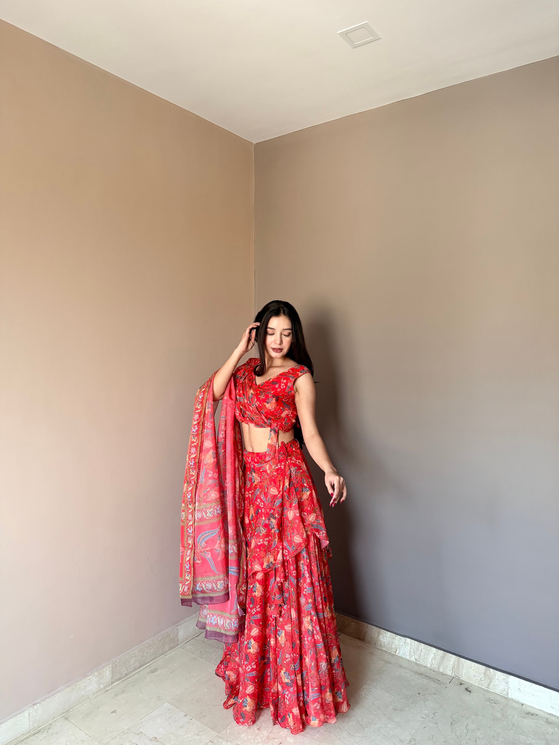 Crimson Raga Printed Lehenga Set - Image 11