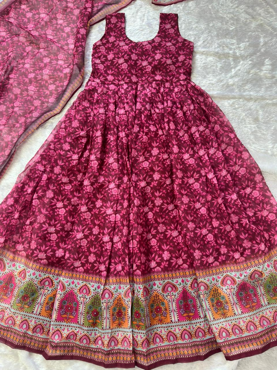 Ruby Bloom Printed Anarkali Dress with Dupatta - Image 7