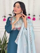 Aqua Noor Embroidered Kurta Set with Dupatta