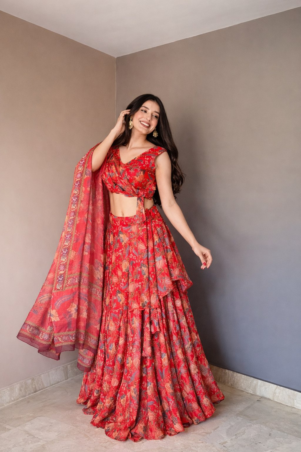 Crimson Raga Printed Lehenga Set - Image 15